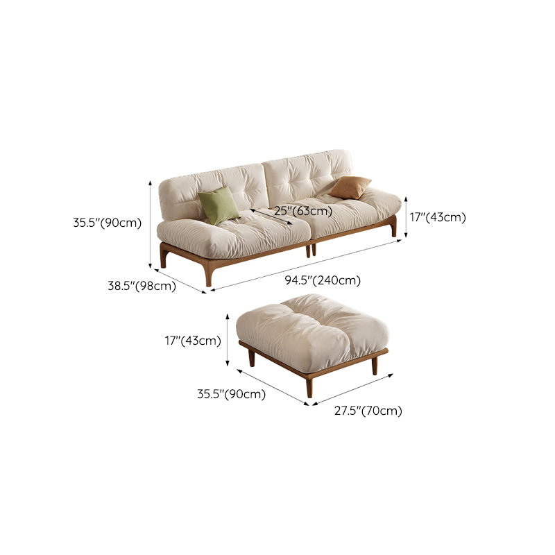 Tropical White Tufted Armless Living Room Faux Leather Seating Clearhalo 'furn' 'furn_sofas' 'Furniture' 'Living Room Furniture' 'Sofa' 'sofas' 6985122
