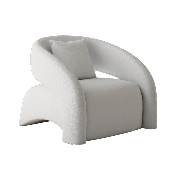 Contemporary Sloped Arms Chair Solid Color Pillow Back Chair White 1 Piece Clearhalo 'Accent Chairs' 'accent_chairs' 'Chairs & Seating' 'furn' 'furn_accent_chairs' 'Furniture' 'Living Room Furniture' 6985169