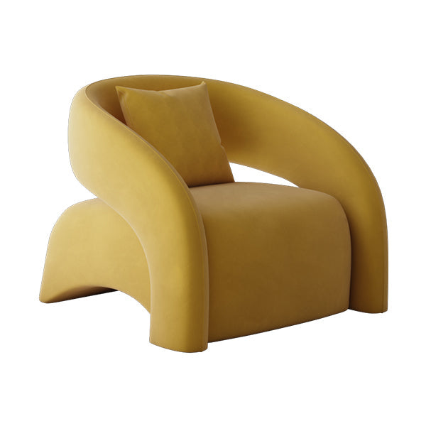 Contemporary Sloped Arms Chair Solid Color Pillow Back Chair Yellow 1 Piece Clearhalo 'Accent Chairs' 'accent_chairs' 'Chairs & Seating' 'furn' 'furn_accent_chairs' 'Furniture' 'Living Room Furniture' 6985170