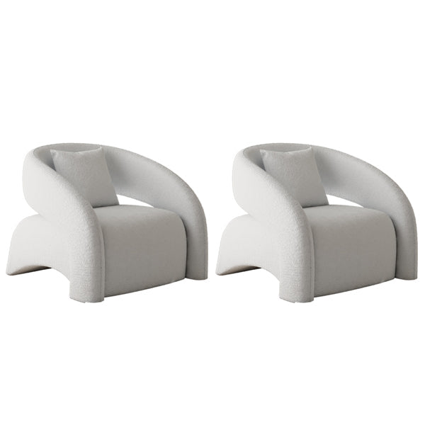 Contemporary Sloped Arms Chair Solid Color Pillow Back Chair White 2 Piece Set Clearhalo 'Accent Chairs' 'accent_chairs' 'Chairs & Seating' 'furn' 'furn_accent_chairs' 'Furniture' 'Living Room Furniture' 6985181