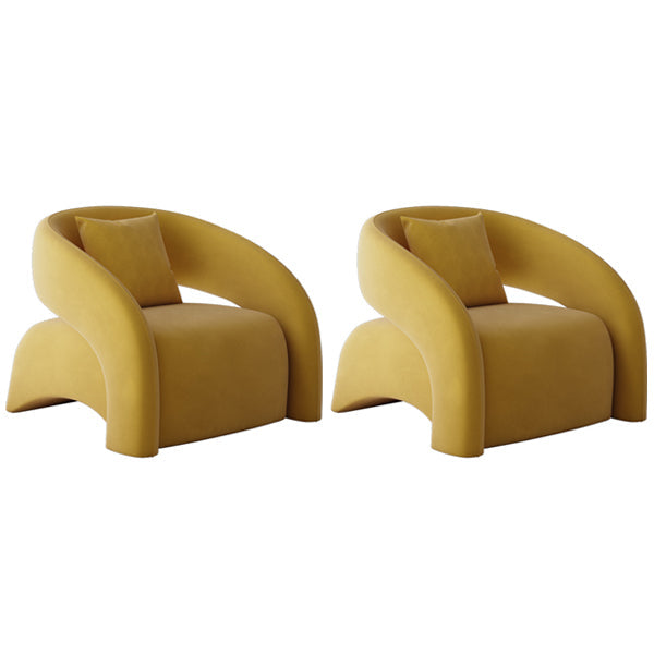 Contemporary Sloped Arms Chair Solid Color Pillow Back Chair Yellow 2 Piece Set Clearhalo 'Accent Chairs' 'accent_chairs' 'Chairs & Seating' 'furn' 'furn_accent_chairs' 'Furniture' 'Living Room Furniture' 6985183