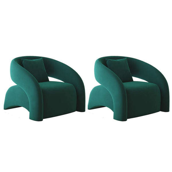 Contemporary Sloped Arms Chair Solid Color Pillow Back Chair Green 2 Piece Set Clearhalo 'Accent Chairs' 'accent_chairs' 'Chairs & Seating' 'furn' 'furn_accent_chairs' 'Furniture' 'Living Room Furniture' 6985186