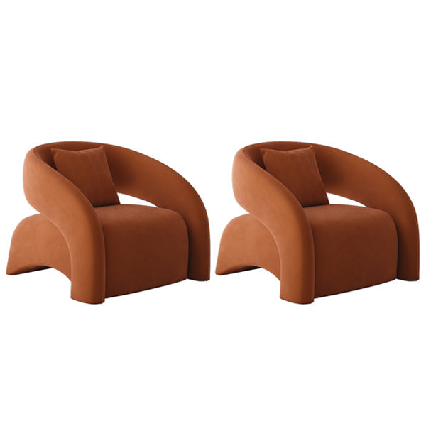 Contemporary Sloped Arms Chair Solid Color Pillow Back Chair Orange 2 Piece Set Clearhalo 'Accent Chairs' 'accent_chairs' 'Chairs & Seating' 'furn' 'furn_accent_chairs' 'Furniture' 'Living Room Furniture' 6985187