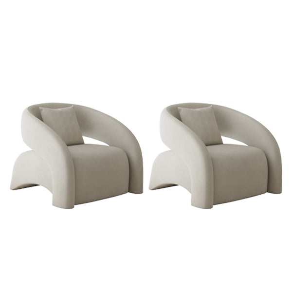 Contemporary Sloped Arms Chair Solid Color Pillow Back Chair Off-White 2 Piece Set Clearhalo 'Accent Chairs' 'accent_chairs' 'Chairs & Seating' 'furn' 'furn_accent_chairs' 'Furniture' 'Living Room Furniture' 6985188