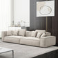 Modern White Cushions Square Arm Living Room Genuine Leather Seating