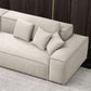 Modern White Cushions Square Arm Living Room Genuine Leather Seating