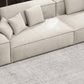 Modern White Cushions Square Arm Living Room Genuine Leather Seating
