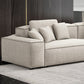 Modern White Cushions Square Arm Living Room Genuine Leather Seating