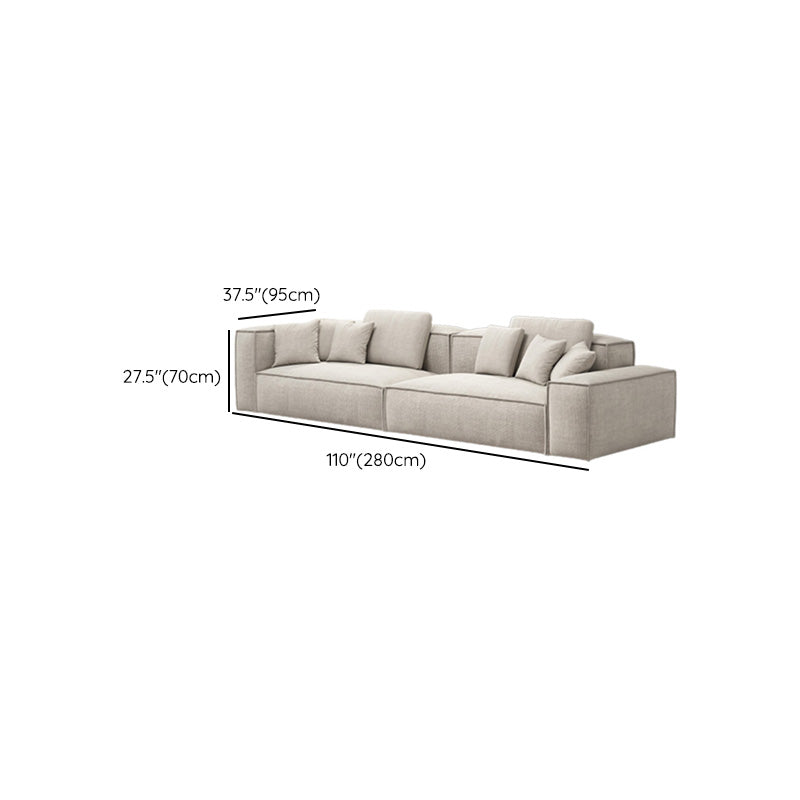 Modern White Cushions Square Arm Living Room Genuine Leather Seating
