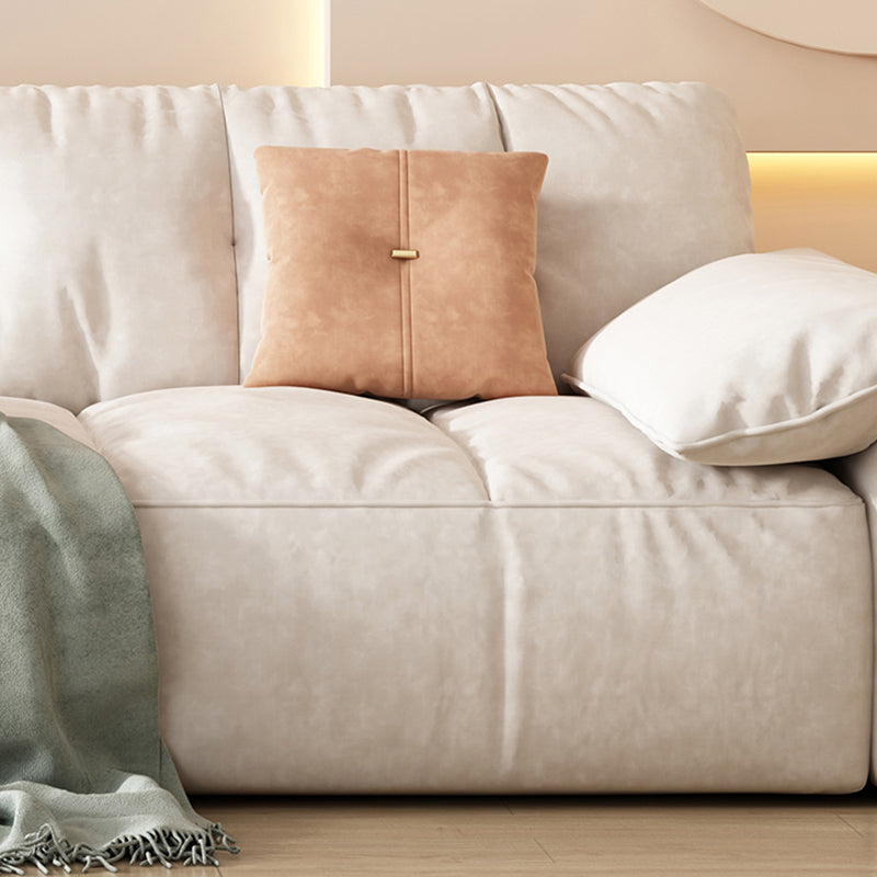 Off-White Fabric Sofa Pillow Top Arm Reclining Loveseat for Bonus Room Clearhalo 'furn' 'furn_sofas' 'Furniture' 'Living Room Furniture' 'Sofa' 'sofas' 6985279