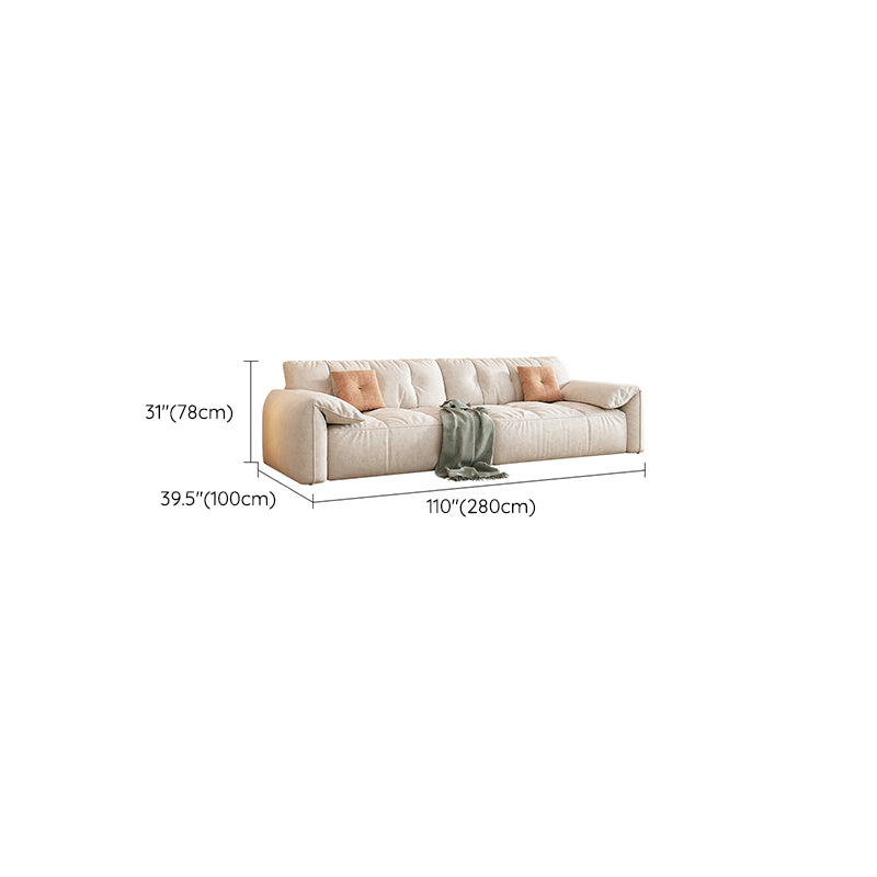 Off-White Fabric Sofa Pillow Top Arm Reclining Loveseat for Bonus Room Clearhalo 'furn' 'furn_sofas' 'Furniture' 'Living Room Furniture' 'Sofa' 'sofas' 6985286