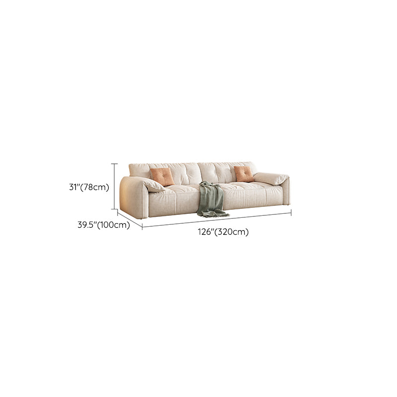 Off-White Fabric Sofa Pillow Top Arm Reclining Loveseat for Bonus Room Clearhalo 'furn' 'furn_sofas' 'Furniture' 'Living Room Furniture' 'Sofa' 'sofas' 6985288