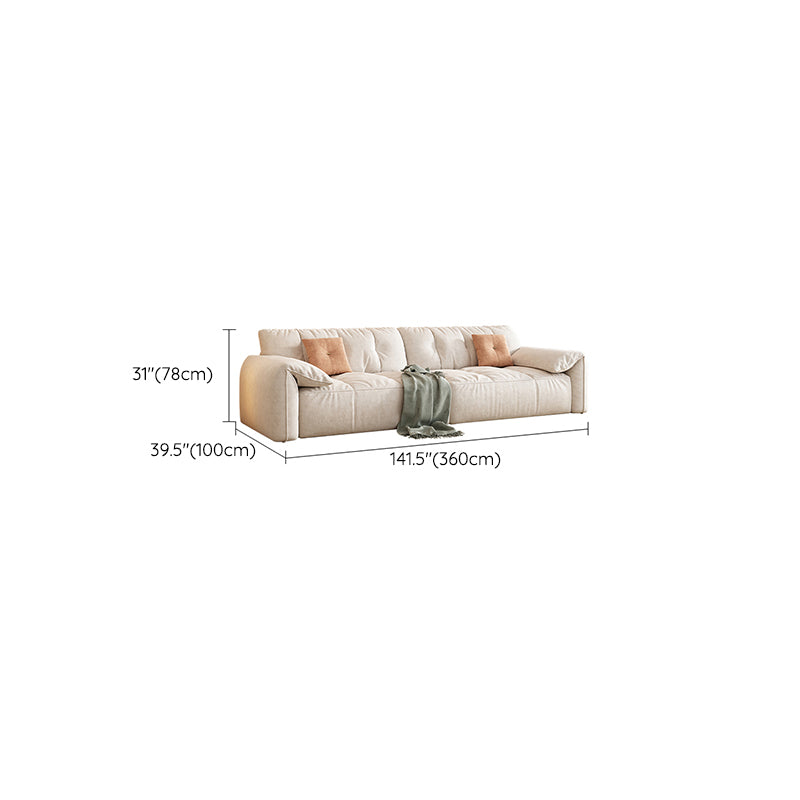 Off-White Fabric Sofa Pillow Top Arm Reclining Loveseat for Bonus Room Clearhalo 'furn' 'furn_sofas' 'Furniture' 'Living Room Furniture' 'Sofa' 'sofas' 6985289