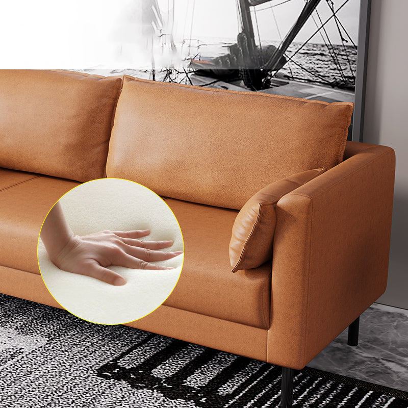 Skandinavisches Kunstledersofa mit 2 Kissen quadratischer Arm Wohnzimmer Sitzgelegenheiten