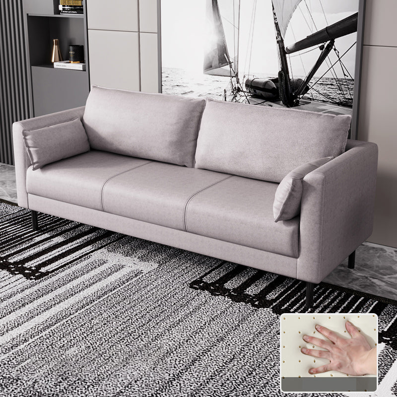 Skandinavisches Kunstledersofa mit 2 Kissen quadratischer Arm Wohnzimmer Sitzgelegenheiten