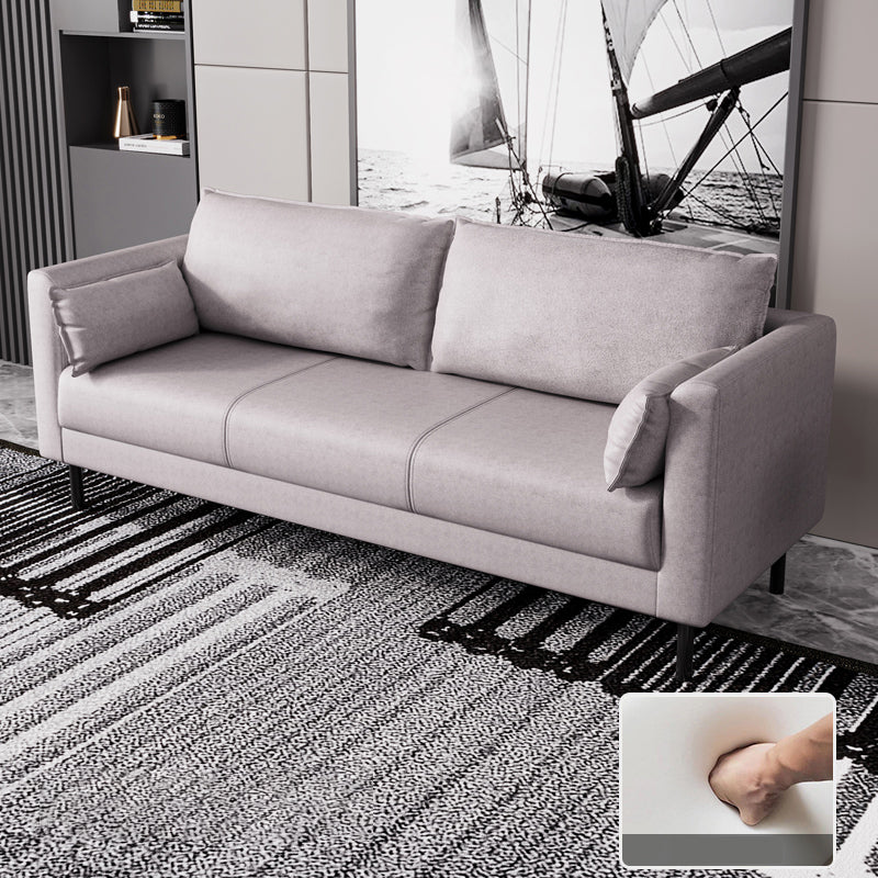 Skandinavisches Kunstledersofa mit 2 Kissen quadratischer Arm Wohnzimmer Sitzgelegenheiten