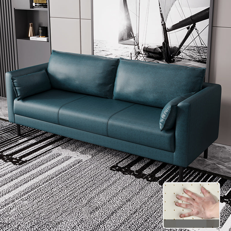 Skandinavisches Kunstledersofa mit 2 Kissen quadratischer Arm Wohnzimmer Sitzgelegenheiten