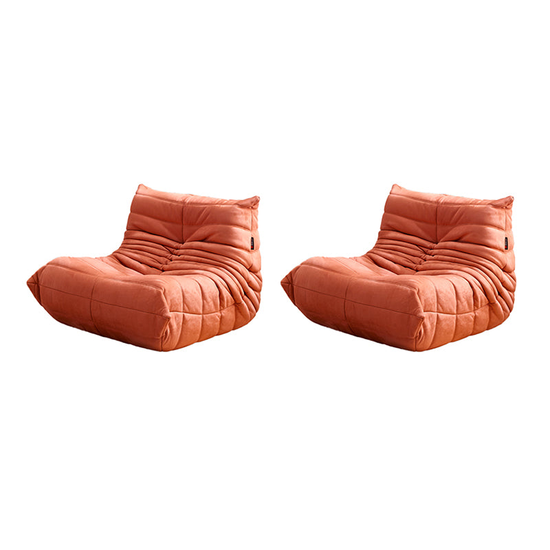 Modern Sewn Pillow Back Chair Solid Color Upholstered Armless Chair Orange 2 Piece Set Clearhalo 'Accent Chairs' 'accent_chairs' 'Chairs & Seating' 'furn' 'furn_accent_chairs' 'Furniture' 'Living Room Furniture' 6985322