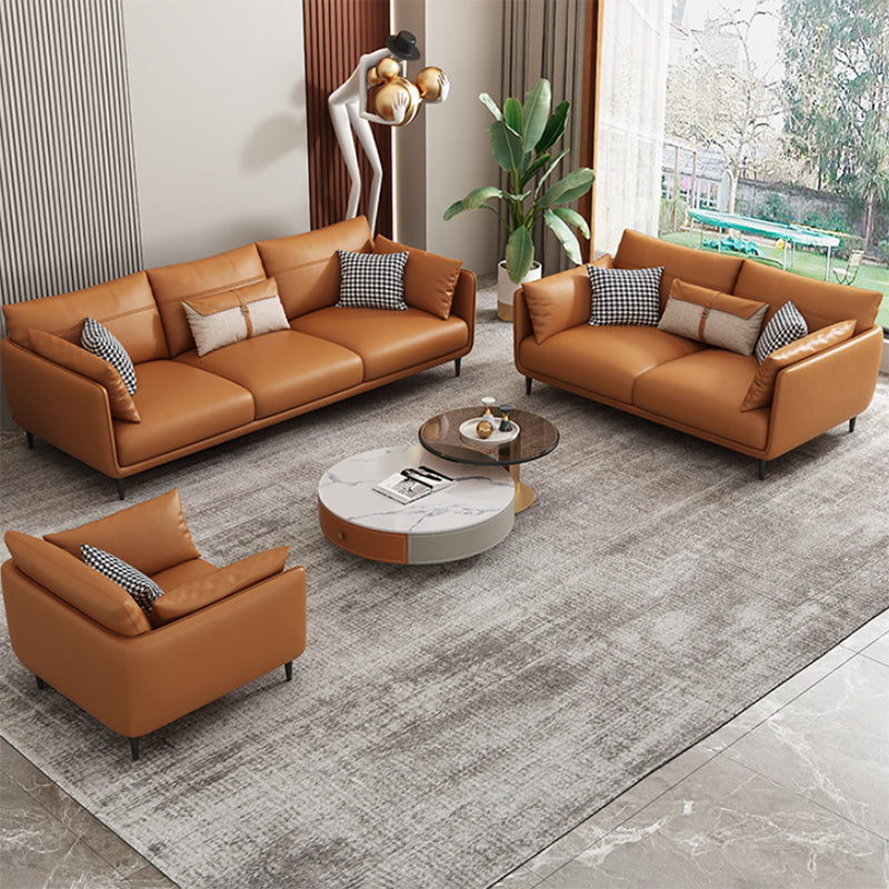 Medio de almohadas de naranja moderna almohada Top brazo asiento de cuero genuino