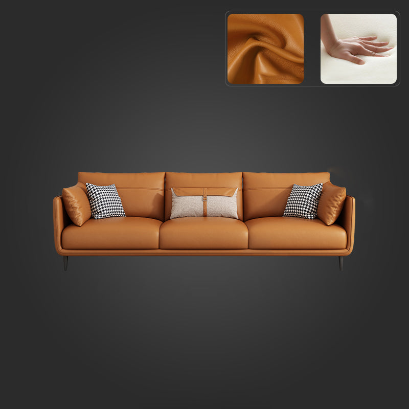 Medio de almohadas de naranja moderna almohada Top brazo asiento de cuero genuino