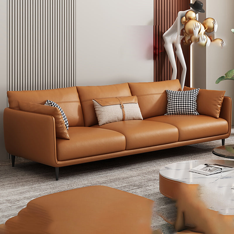 Medio de almohadas de naranja moderna almohada Top brazo asiento de cuero genuino