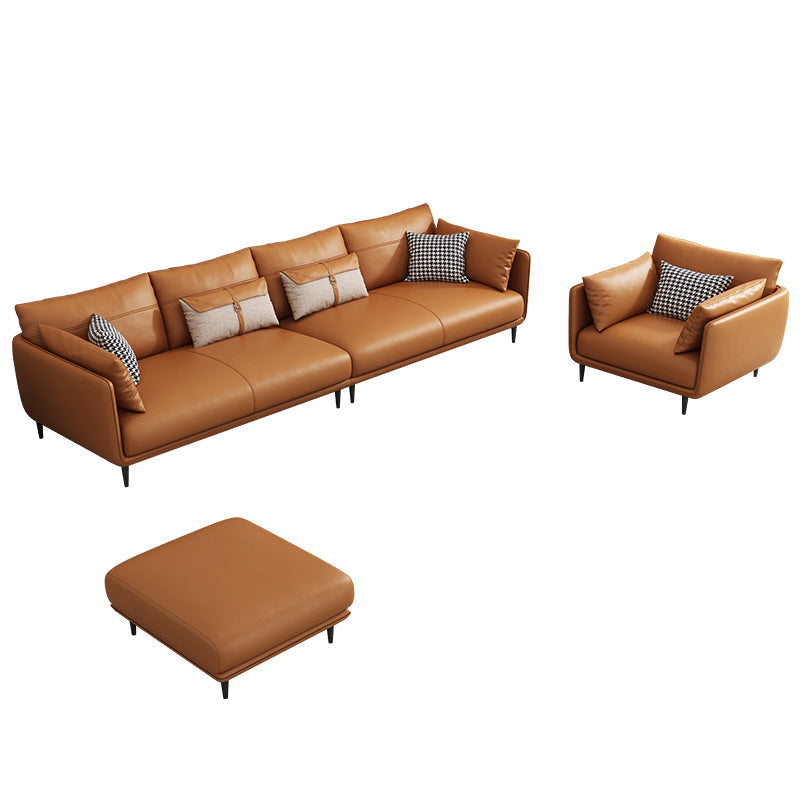 Medio de almohadas de naranja moderna almohada Top brazo asiento de cuero genuino