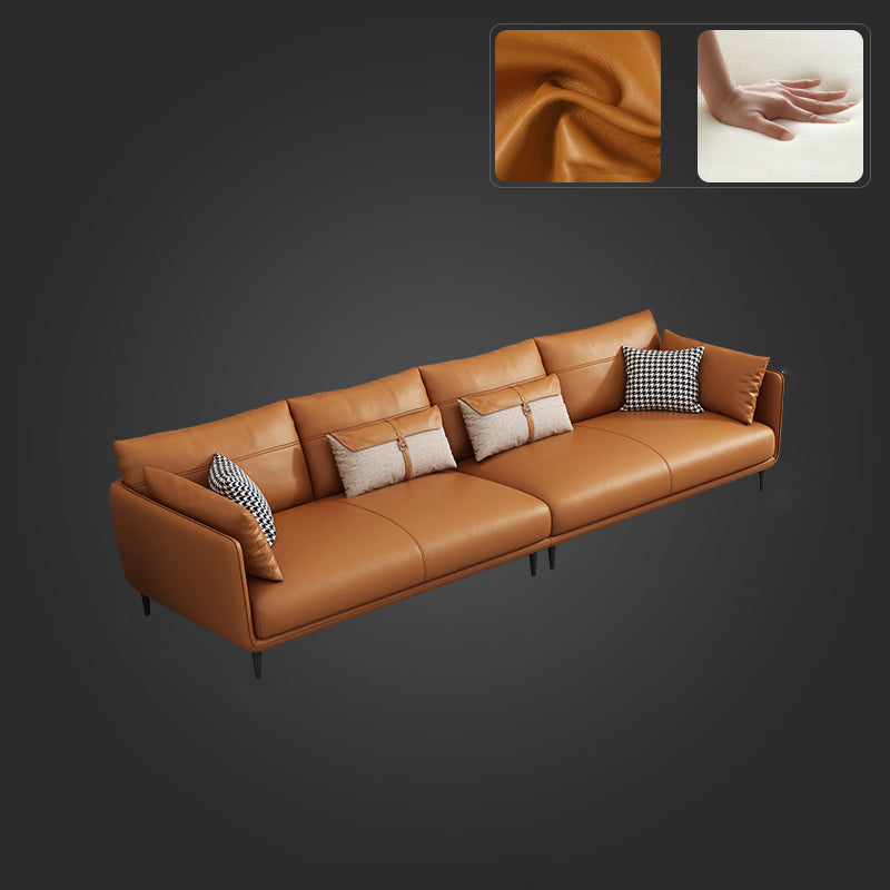 Medio de almohadas de naranja moderna almohada Top brazo asiento de cuero genuino