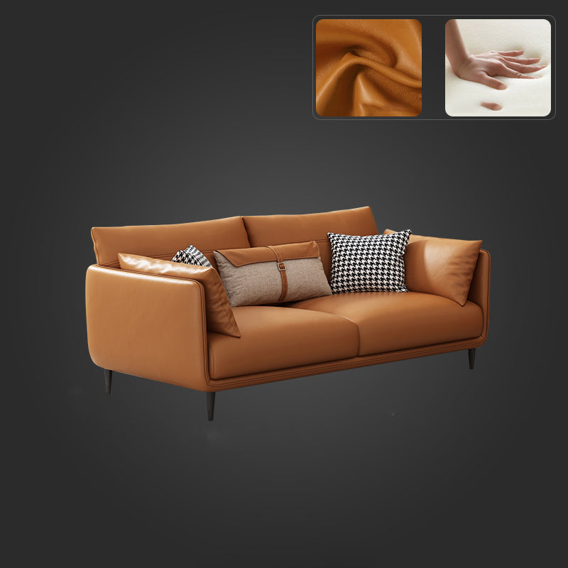Medio de almohadas de naranja moderna almohada Top brazo asiento de cuero genuino
