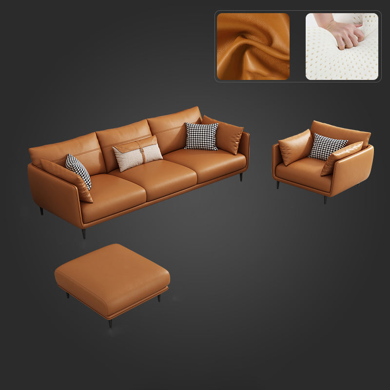 Medio de almohadas de naranja moderna almohada Top brazo asiento de cuero genuino