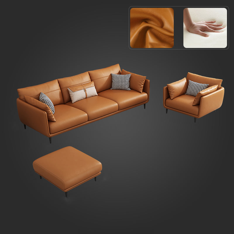 Medio de almohadas de naranja moderna almohada Top brazo asiento de cuero genuino