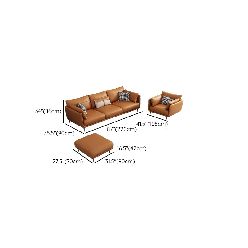 Medio de almohadas de naranja moderna almohada Top brazo asiento de cuero genuino