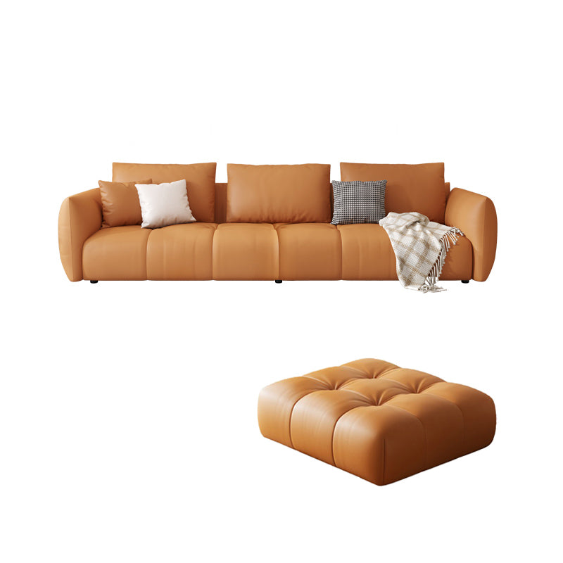 スカンジナビアの本革のオレンジ枕正方形の腕のリビングルームの座席