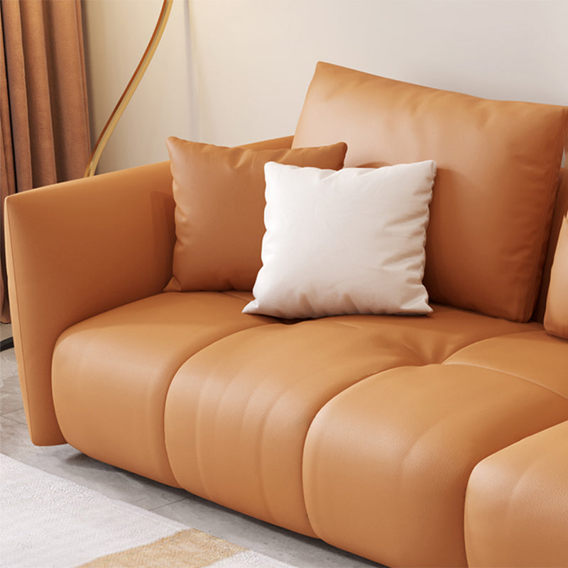 スカンジナビアの本革のオレンジ枕正方形の腕のリビングルームの座席