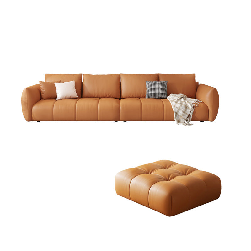 スカンジナビアの本革のオレンジ枕正方形の腕のリビングルームの座席