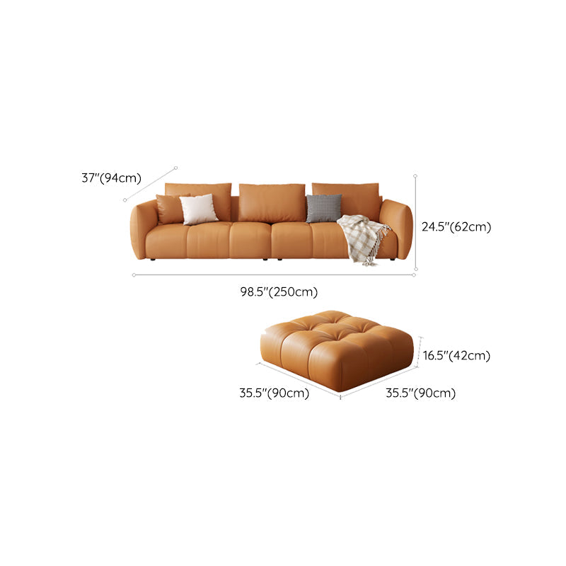 スカンジナビアの本革のオレンジ枕正方形の腕のリビングルームの座席