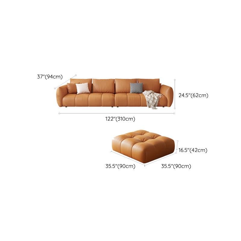 スカンジナビアの本革のオレンジ枕正方形の腕のリビングルームの座席