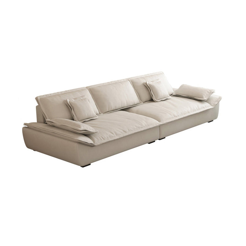 Contemporary Pillow Top Arm Living Room White Pillows Fabric Settee