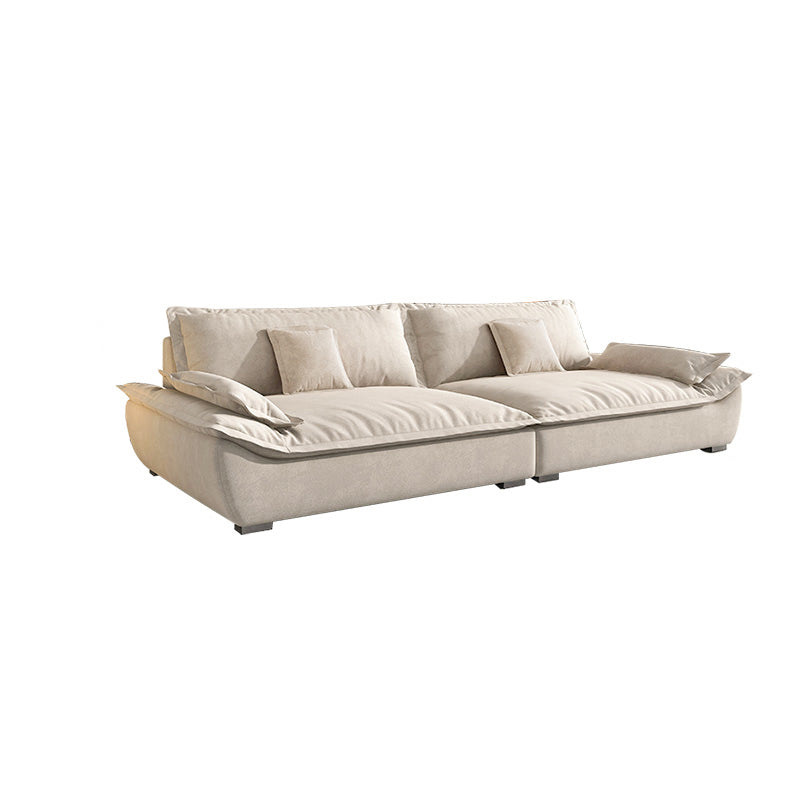 Contemporary Pillow Top Arm Living Room White Pillows Fabric Settee