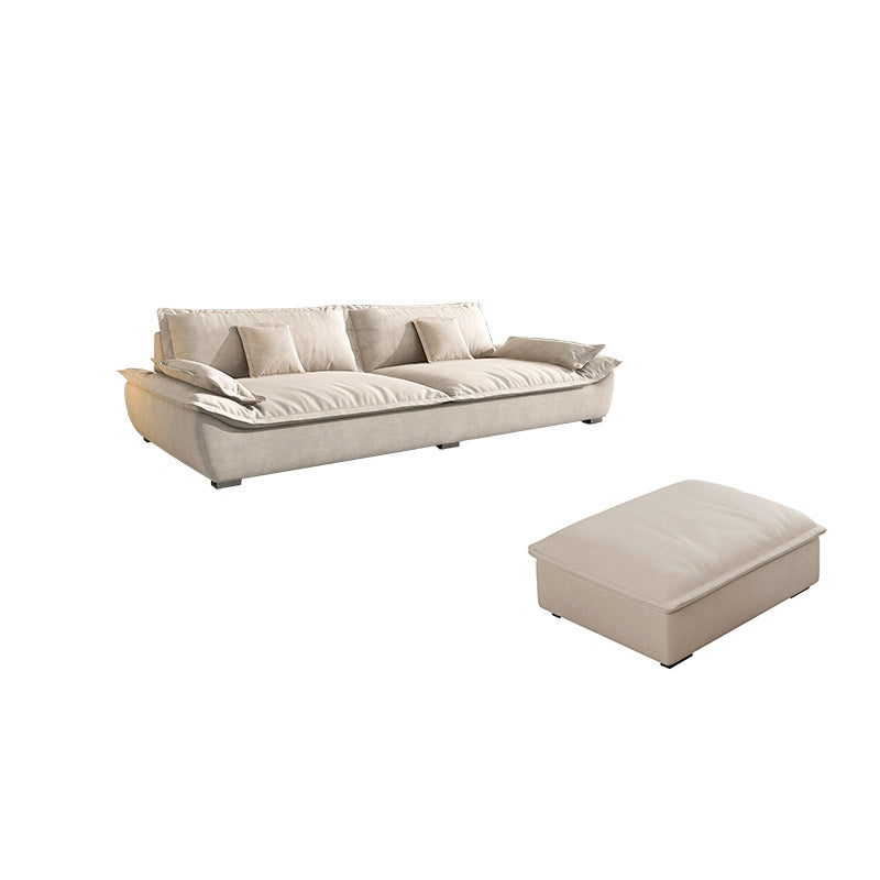 Contemporary Pillow Top Arm Living Room White Pillows Fabric Settee