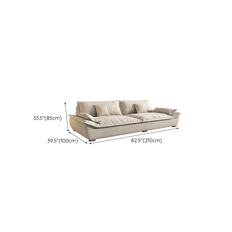 Contemporary Pillow Top Arm Living Room White Pillows Fabric Settee