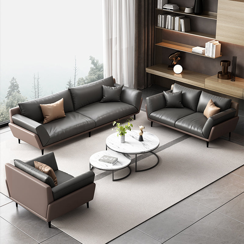 Black Faux Leather Flared Arm Chesterfield Sofa Industrial Style Seating Clearhalo 'furn' 'furn_sofas' 'Furniture' 'Living Room Furniture' 'Sofa' 'sofas' 6985592