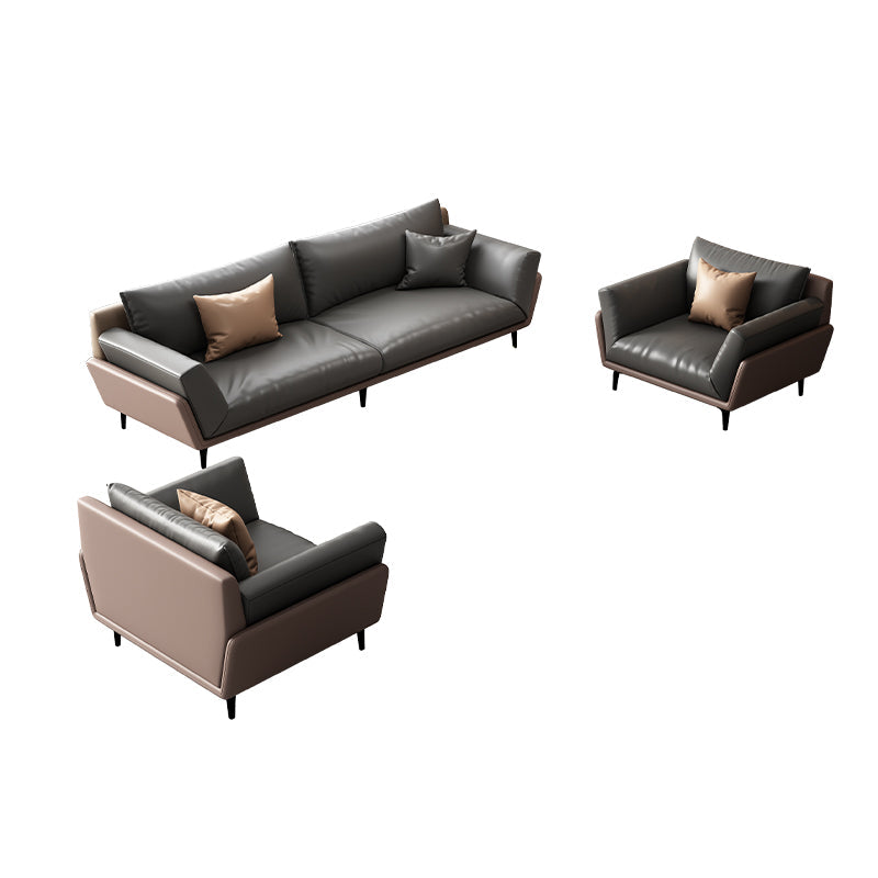 Black Faux Leather Flared Arm Chesterfield Sofa Industrial Style Seating 1-Seater Sofa & 1-Seater Sofa & 3-Seater Sofa Faux Leather Clearhalo 'furn' 'furn_sofas' 'Furniture' 'Living Room Furniture' 'Sofa' 'sofas' 6985593