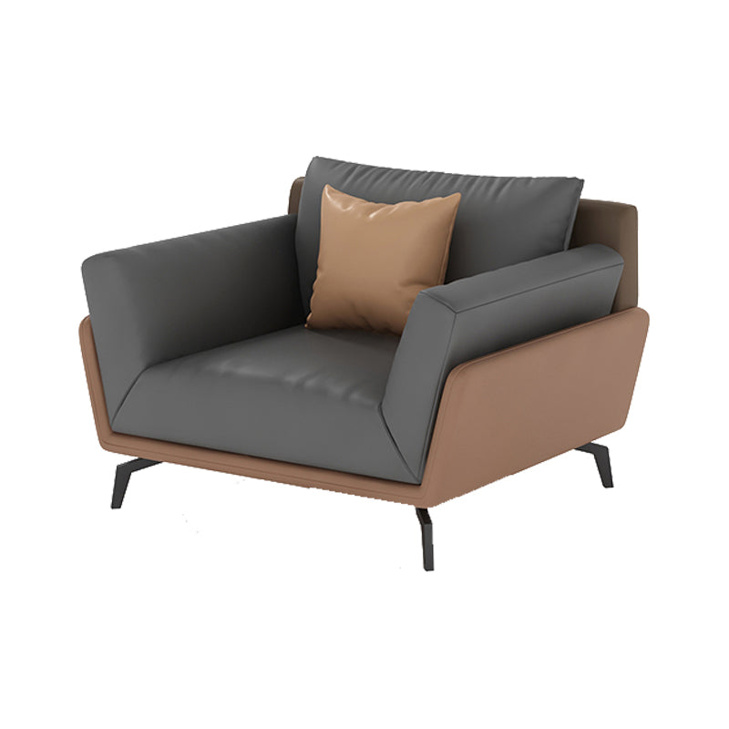Black Faux Leather Flared Arm Chesterfield Sofa Industrial Style Seating Clearhalo 'furn' 'furn_sofas' 'Furniture' 'Living Room Furniture' 'Sofa' 'sofas' 6985600