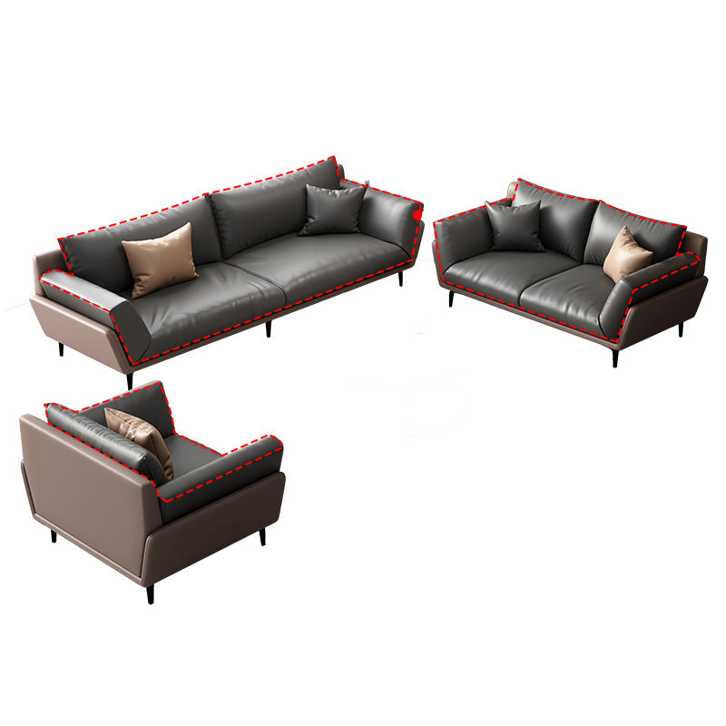 Black Faux Leather Flared Arm Chesterfield Sofa Industrial Style Seating 1-Seater Sofa & 2-Seater Sofa & 3-Seater Sofa Genuine Leather Clearhalo 'furn' 'furn_sofas' 'Furniture' 'Living Room Furniture' 'Sofa' 'sofas' 6985601