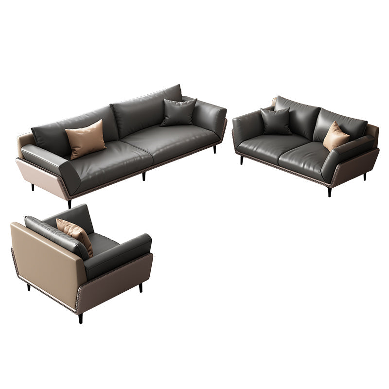 Black Faux Leather Flared Arm Chesterfield Sofa Industrial Style Seating 1-Seater Sofa & 2-Seater Sofa & 3-Seater Sofa Microfiber Leather Clearhalo 'furn' 'furn_sofas' 'Furniture' 'Living Room Furniture' 'Sofa' 'sofas' 6985602