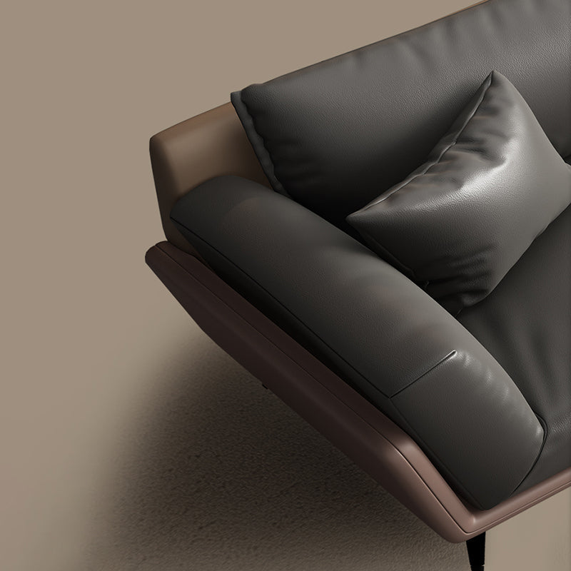 Black Faux Leather Flared Arm Chesterfield Sofa Industrial Style Seating Clearhalo 'furn' 'furn_sofas' 'Furniture' 'Living Room Furniture' 'Sofa' 'sofas' 6985603