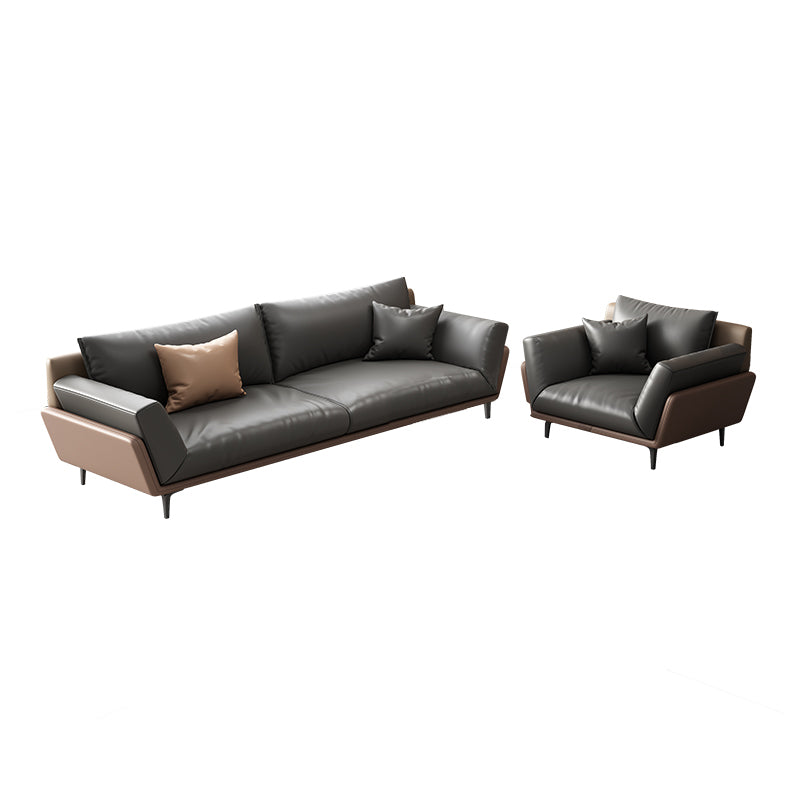 Black Faux Leather Flared Arm Chesterfield Sofa Industrial Style Seating 1-Seater Sofa with 3-Seater Sofa Faux Leather Clearhalo 'furn' 'furn_sofas' 'Furniture' 'Living Room Furniture' 'Sofa' 'sofas' 6985604