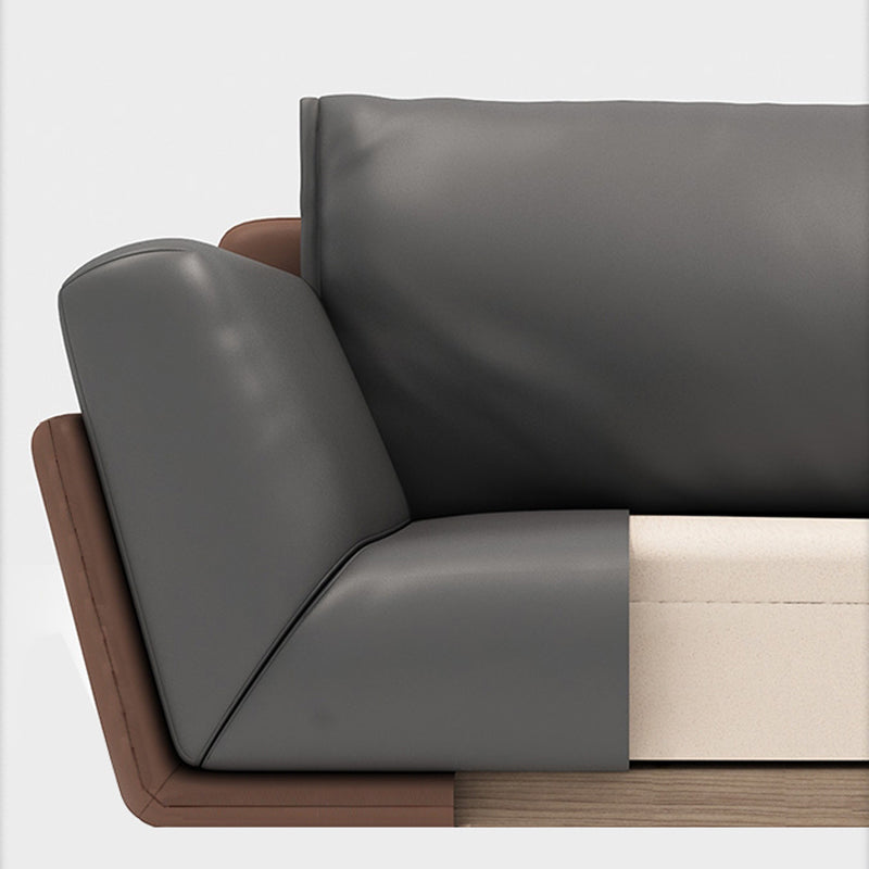 Black Faux Leather Flared Arm Chesterfield Sofa Industrial Style Seating Clearhalo 'furn' 'furn_sofas' 'Furniture' 'Living Room Furniture' 'Sofa' 'sofas' 6985605