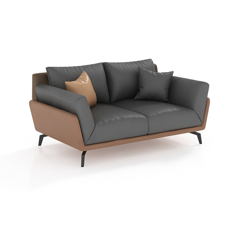 Black Faux Leather Flared Arm Chesterfield Sofa Industrial Style Seating 2-Seater Sofa Faux Leather Clearhalo 'furn' 'furn_sofas' 'Furniture' 'Living Room Furniture' 'Sofa' 'sofas' 6985608