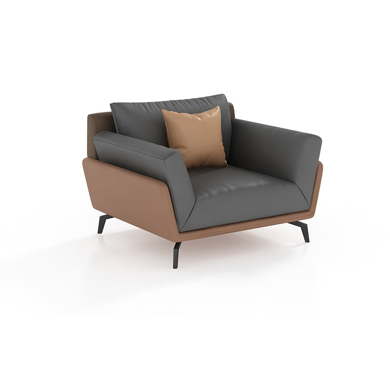 Black Faux Leather Flared Arm Chesterfield Sofa Industrial Style Seating 1-Seater Sofa Faux Leather Clearhalo 'furn' 'furn_sofas' 'Furniture' 'Living Room Furniture' 'Sofa' 'sofas' 6985609